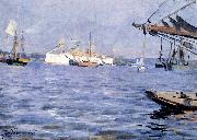 Anders Zorn The Battleship Baltimore in Stockholm Harbor painting